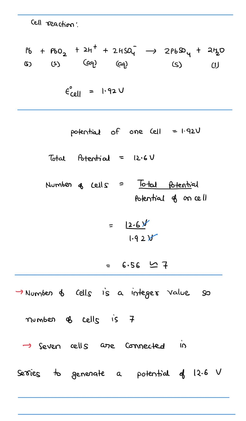 The cell reaction for a lead storage battery (car batteries, etc.) is: E° = 1.92 V-example-1