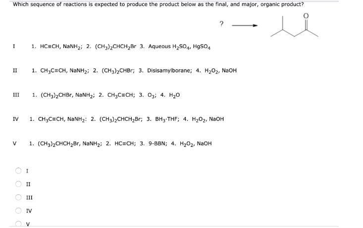 uestion 174 Which sequence of reactions is expected to produce the product below as-example-1