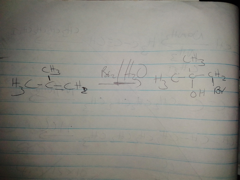 Which major product is formed when Br2 and H2O are added to 2-methylpropene to give-example-1