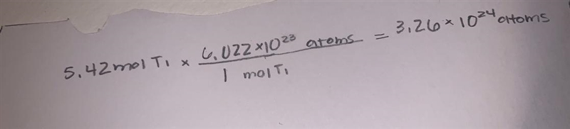 How many atoms are in 5.42 moles of titanium-example-1