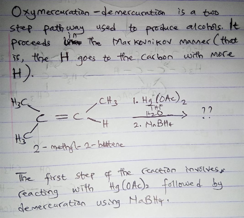 Q 11.8: Exposure of 2-methyl-2-butene to oxymercuration-demercuration conditions provides-example-1