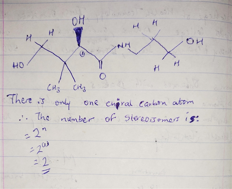 How many possible stereoisomers are there of panthenol, an organic compound found-example-1