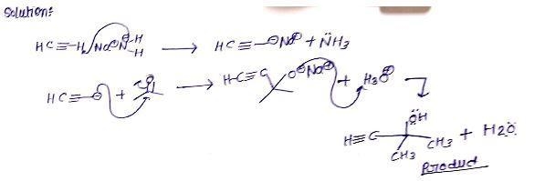 In addition to displacing halide ions, the acetylide ion also adds to carbonyl groups-example-1