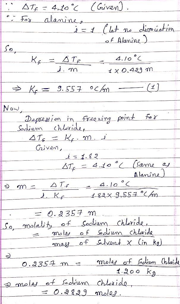 When of alanine are dissolved in of a certain mystery liquid , the freezing point-example-2