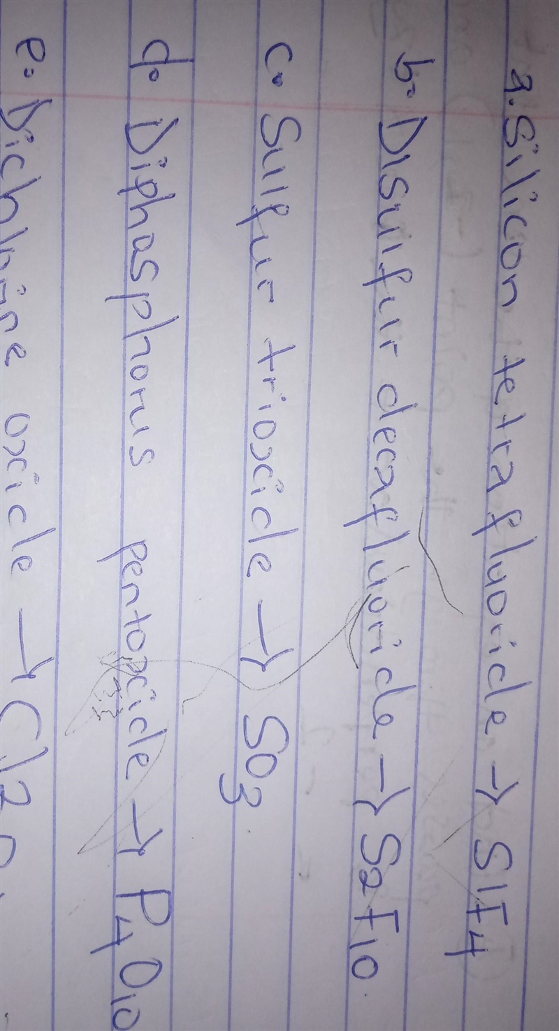 For each of the following names, write down the correct formula. i. Silicon tetrafluoride-example-1