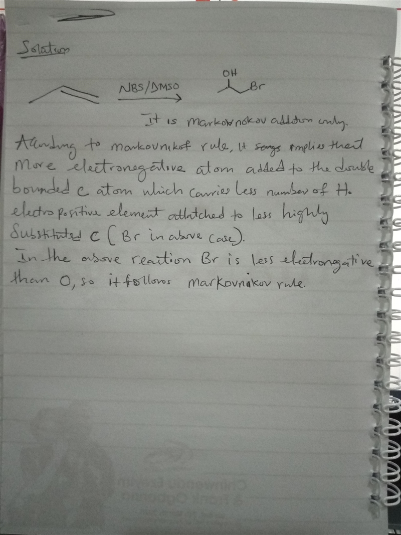 When an unsymmetrical alkene such as propene is treated with N-bromosuc- cinimide-example-1