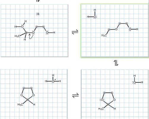 Complete the electron pushing mechanism for the formation of the following cyclic-example-2