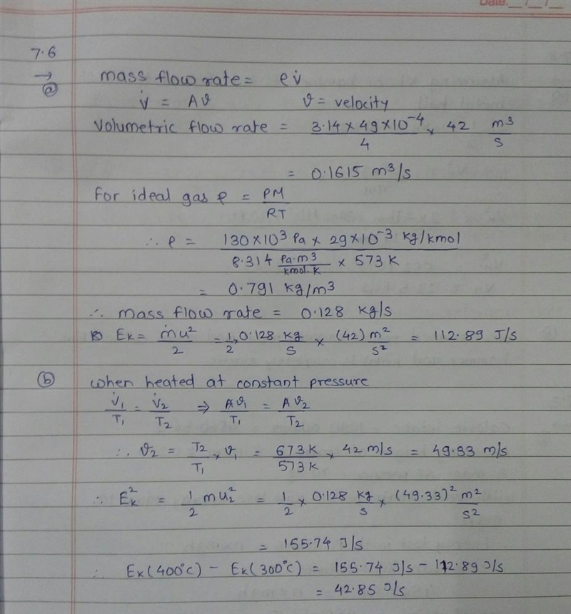 6. Air at 300°C and 130kPa ows through a horizontal 7-cm ID pipe at a velocity of-example-1