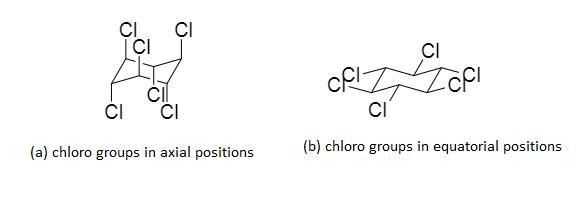 Draw 1,2,3,4,5,6-hexachlorocyclohexane with : a. all the chloro groups in axial positions-example-1