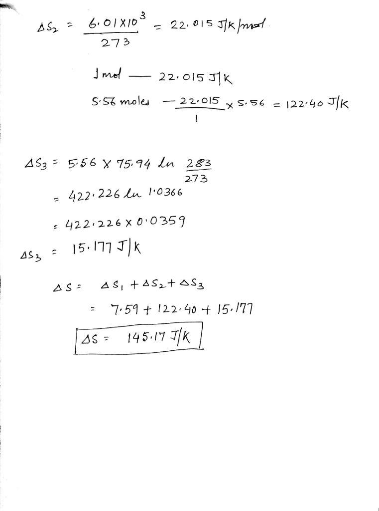 Calculate the entropy change when a. two moles of H2O(g) are cooled irreversibly at-example-3