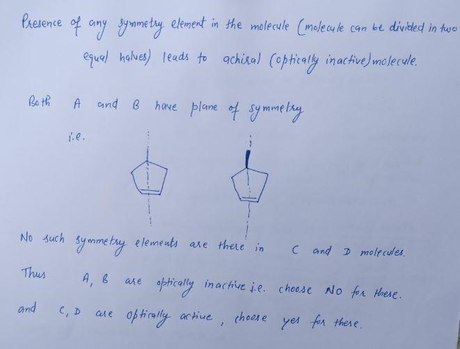 Determine whether a solution of the compound given will rotate light when subjected-example-2