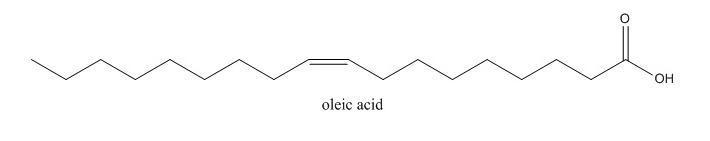 Draw the line‑bond structure of oleic acid (cis‑9‑octadecenoic acid), CH 3 ( CH 2 ) 7 CH-example-1