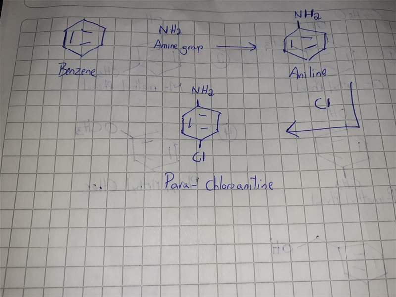 Draw the structure of the aromatic compound para-aminochlorobenzene (para-chloroaniline-example-1