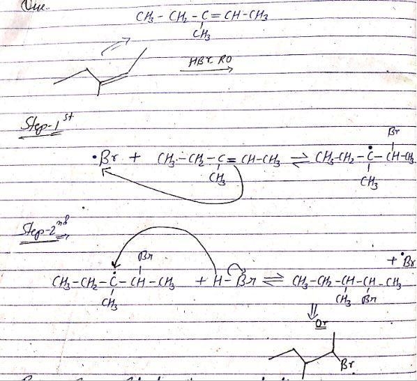 Draw the mechanism arrows for both propagation steps for the radical addition of HBr-example-1