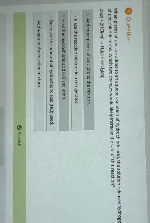 Question When pieces of zinc are added to an aqueous solution of hydrochloric acid-example-1