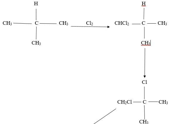 How many distinct dichlorination products can result when isobutane is subjected to-example-1