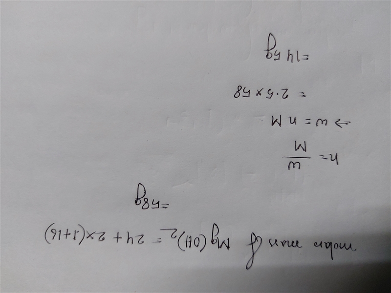 Calculate the mass of 2.500 mol of magnesium hydroxide.-example-1