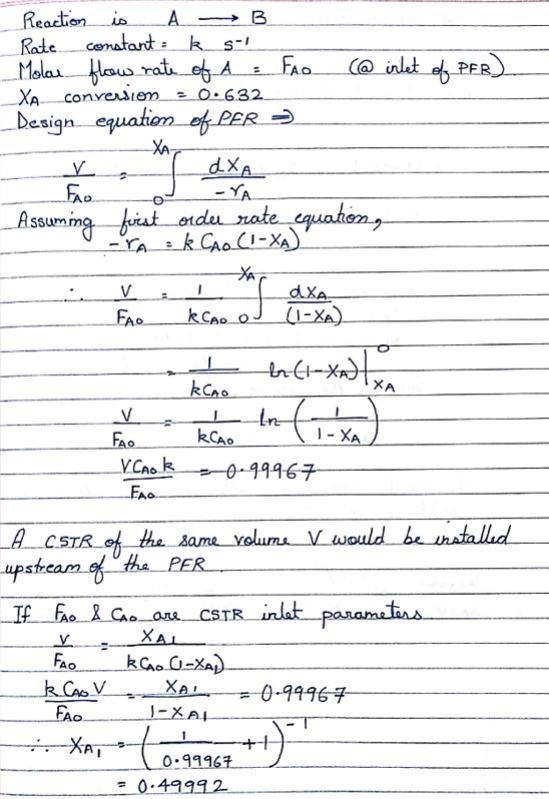 The elementary gas-phase reaction takes place isobarically and isothermally in a PFR-example-1