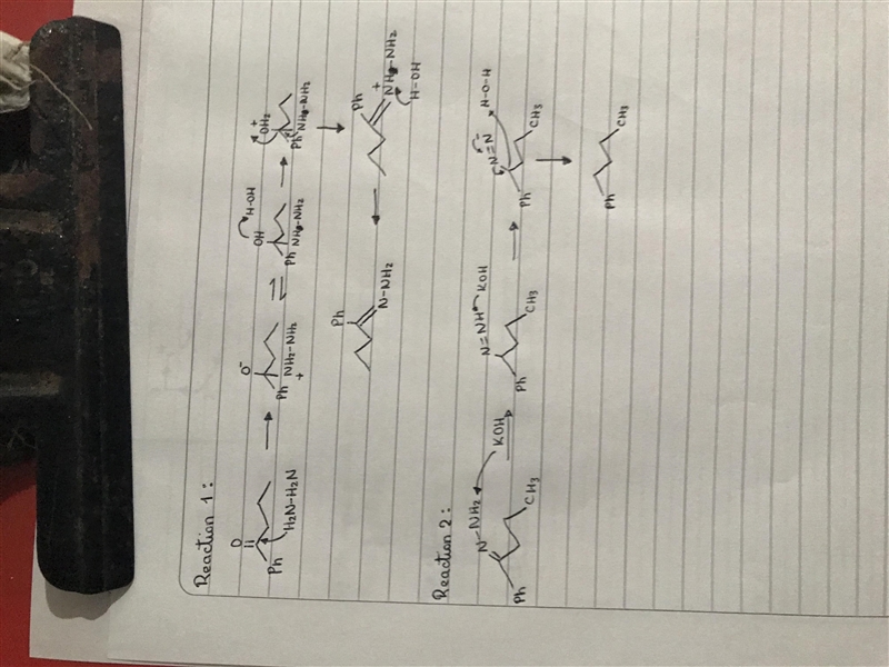 The Wolff-Kishner reaction involves the reaction of an aldehyde/ketone with hydrazine-example-1