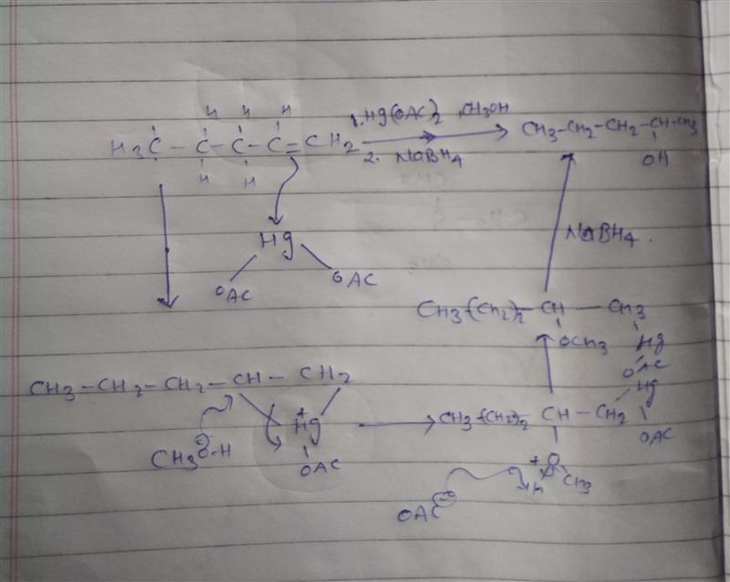 When pent-1-ene is treated with mercury(II) acetate in methanol and the resulting-example-1