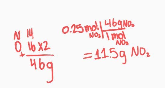 How many grams are in 0.25 mol of NO2-example-1