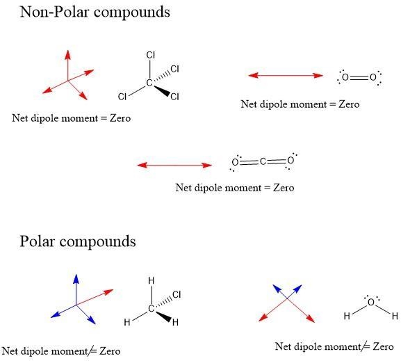 Given six molecules, identify the molecules with polar bonds and the molecules that-example-1