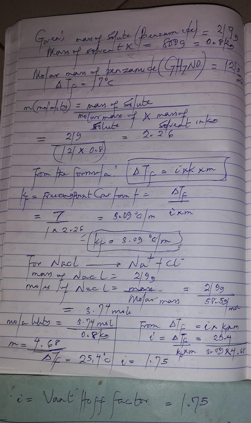 when 219 grams of benzamide are dissolved in 800 grams of a certain mystery liquid-example-1