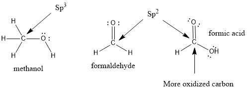 Draw the Lewis structures for CH3OH, CH2O and HCOOH. Indicate the hybrid orbital used-example-1