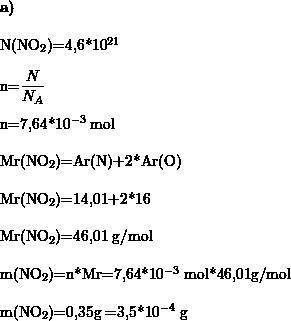 3. Calculate each of the following: a) kg of 4.6x1021 molecules of nitrogen dioxide-example-1