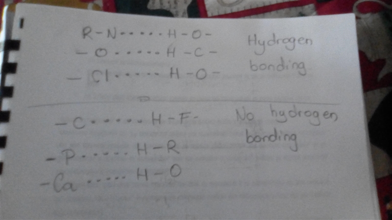 Draw an example each of a hydrogen atom that can and can’t participate in hydrogen-example-1