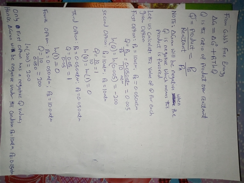 Under which set of conditions is ΔGrxn for the reaction A(g)→B(g) most likely to be-example-1