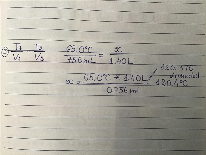 At what temperature will a gas be, if you allow it to expand from its original volume-example-2