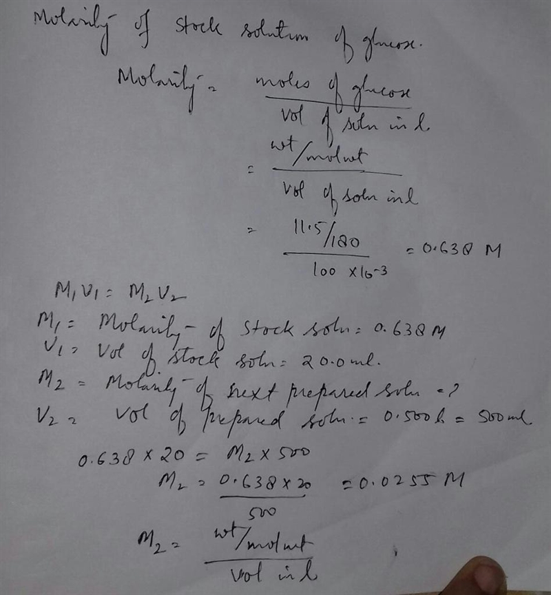 A student placed 11.5 g of glucose (C6H12O6) in a volumetric flask, added enough water-example-1