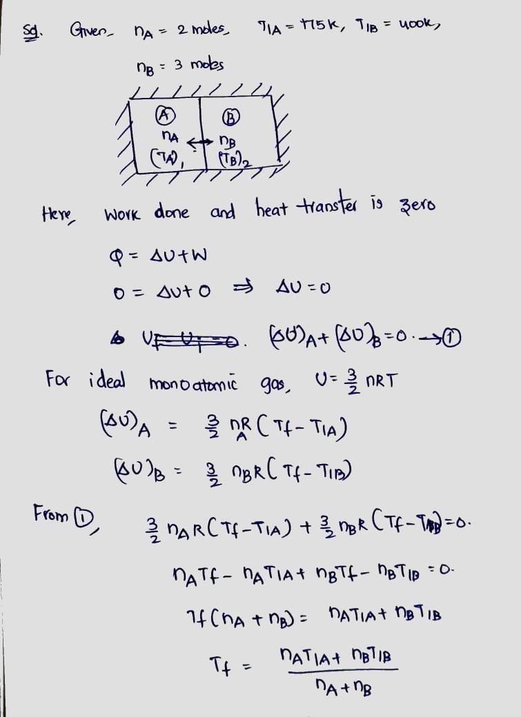 Two systems of monotonic ideal gas are separated by a diathermal wall. In system A-example-1