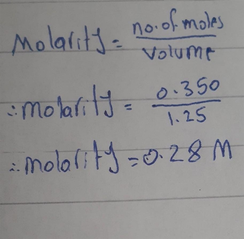 What is the molarity of a solution of NaOH that contains 0.350 moles of sodium hydroxide-example-1