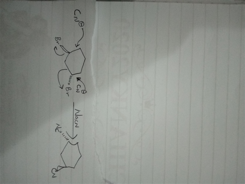 The major product of reacting the molecule above with sodium cyanide in di-methyl-example-1