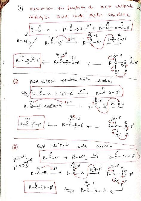 Questions 1. Write the mechanism for the reaction of acetyl chloride with a carboxylic-example-1