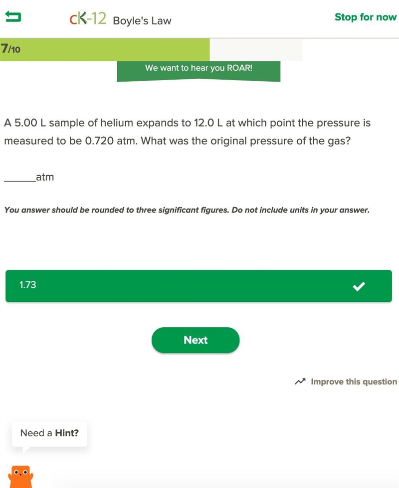 A 5.00L sample of helium expands to 12.0L at which point the pressure is measured-example-1