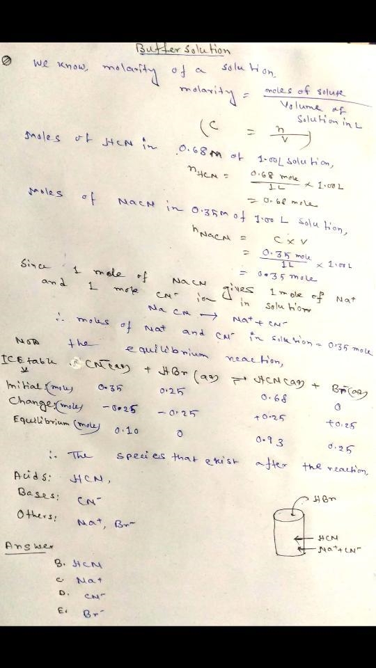 g A 0.25 mol sample of HBr is added to a 1.00 L buffer solution consisting of 0.68 M-example-1