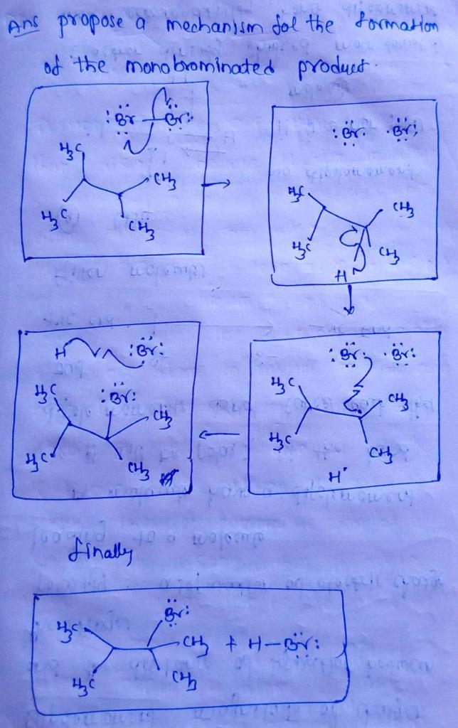 Propose a mechanism for the formation of the monobrominated product. Draw all missing-example-1