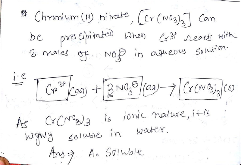 Write the precipitation reaction for chromium(III) nitrate in aqueous solution: Use-example-1