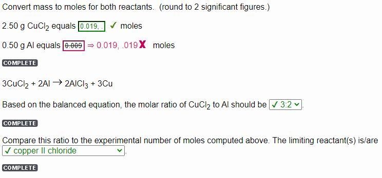 3 CuCl2 + 2A1 –> 2AlCl3 + 3Cu Based on the balanced equation, the molar ratio of-example-1