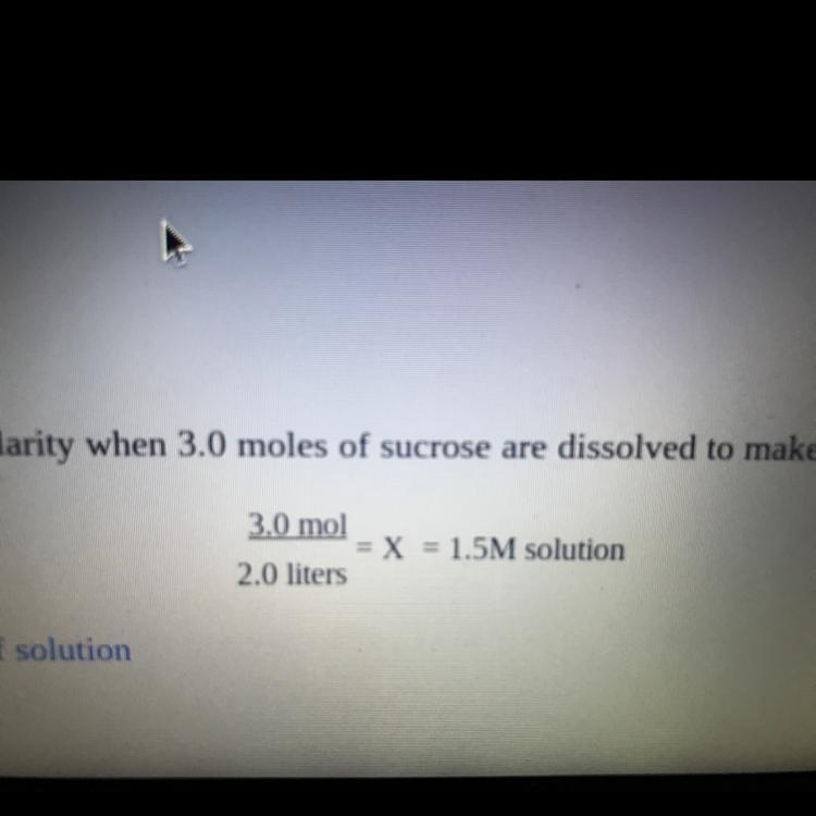 How many moles of ion are in 2L of a 3M solution?-example-1