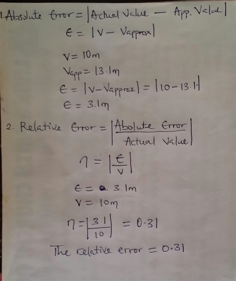 A scientist makes a measurement and gets a value of 13.1 m. The true value is 10.0 m-example-1