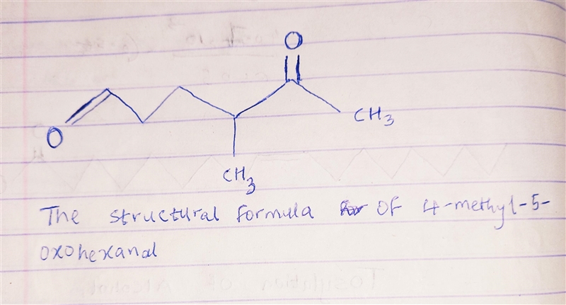 Draw the structure of 4-methyl-5-oxohexanal.-example-1