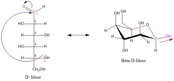 Draw the structure of beta-D-idose in its pyranose form.-example-1