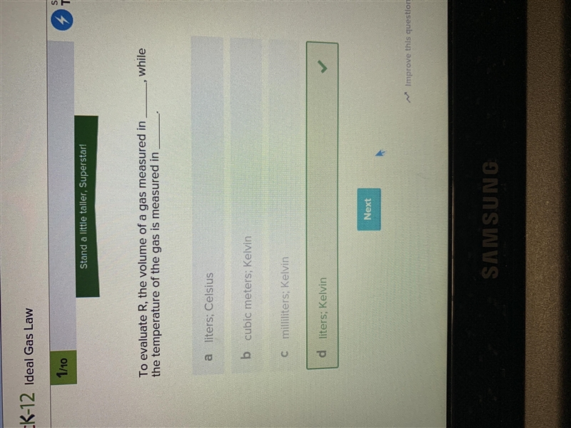 To evaluate R. the volume of a gas measured in the temperature of the gas is measured-example-1