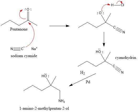 Pentanone was treated with excess sodium cyanide in HCl (aq) followed by hydrogen-example-1