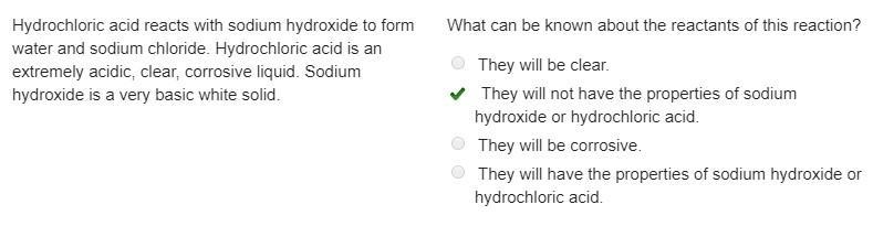 Hydrochloric acid reacts with sodium hydroxide to form water and sodium chloride.Hydrochloric-example-1