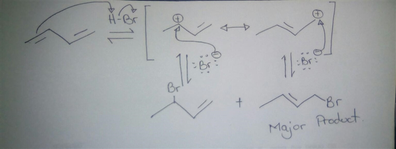 Draw the major product expected when 1,3-butadiene is treated with one equivalent-example-1